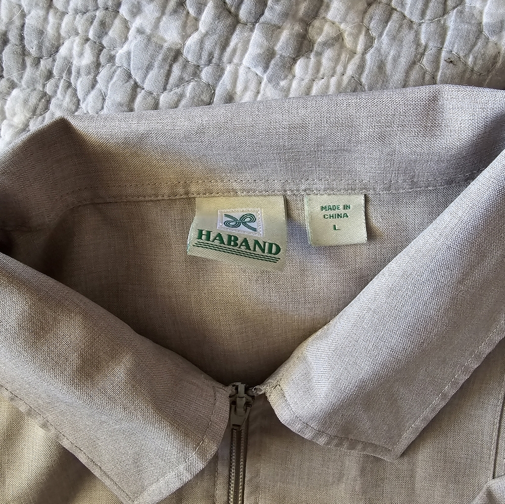 Vintage Haband shirt, gray, zipper, two pockets, L, great condition